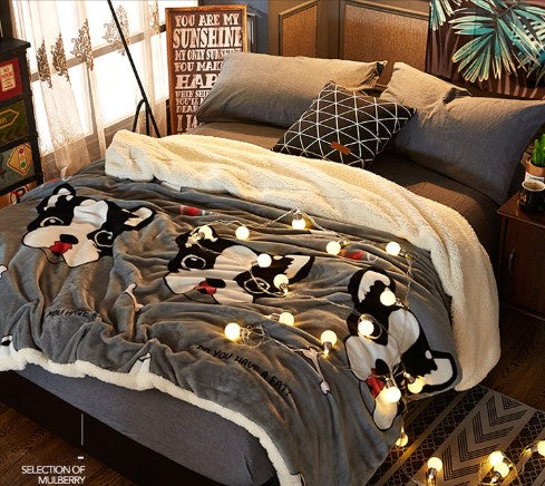 Boston Terrier CLT081002N Sherpa Fleece Blanket