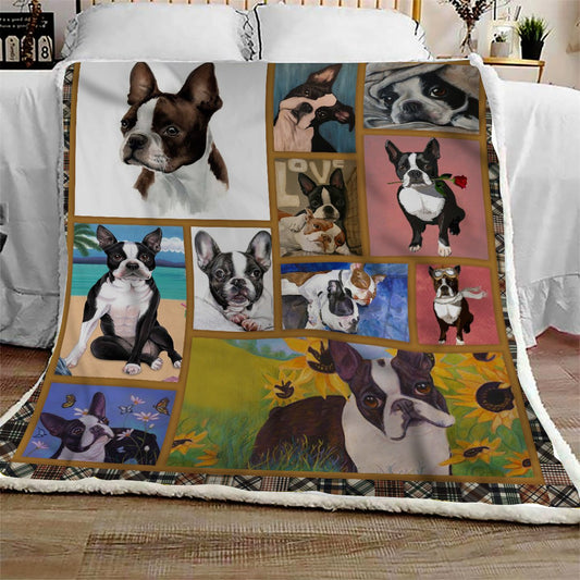 Boston Terrier Color CL09100063MDF Sherpa Fleece Blanket
