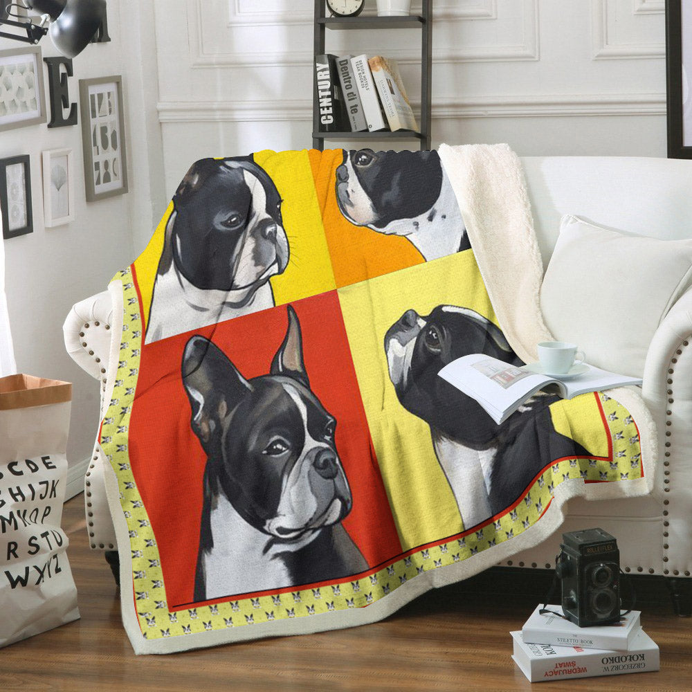 Boston Terrier Dog CL02110090MDF Sherpa Fleece Blanket