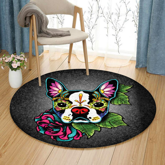 Boston Terrier HM210902TM Round Area Rug