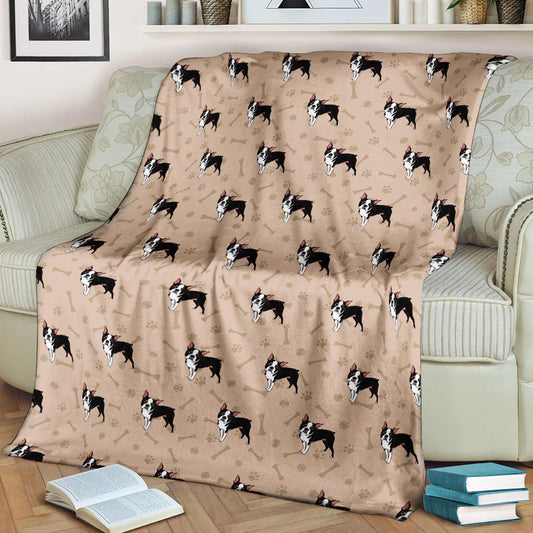 Boston Terrier Pattern CLA15100347F Sherpa Fleece Blanket
