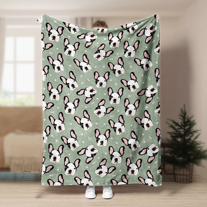 Boston Terrier Pattern CLA15100350F Sherpa Fleece Blanket