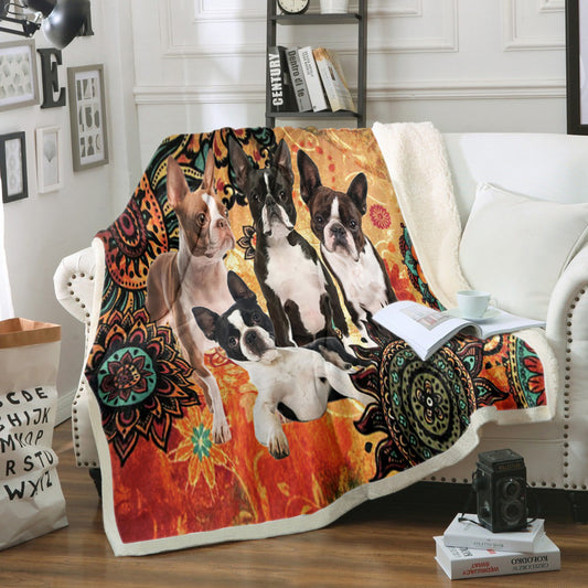 Boston Terrier TN1510006TT Sherpa Fleece Blanket
