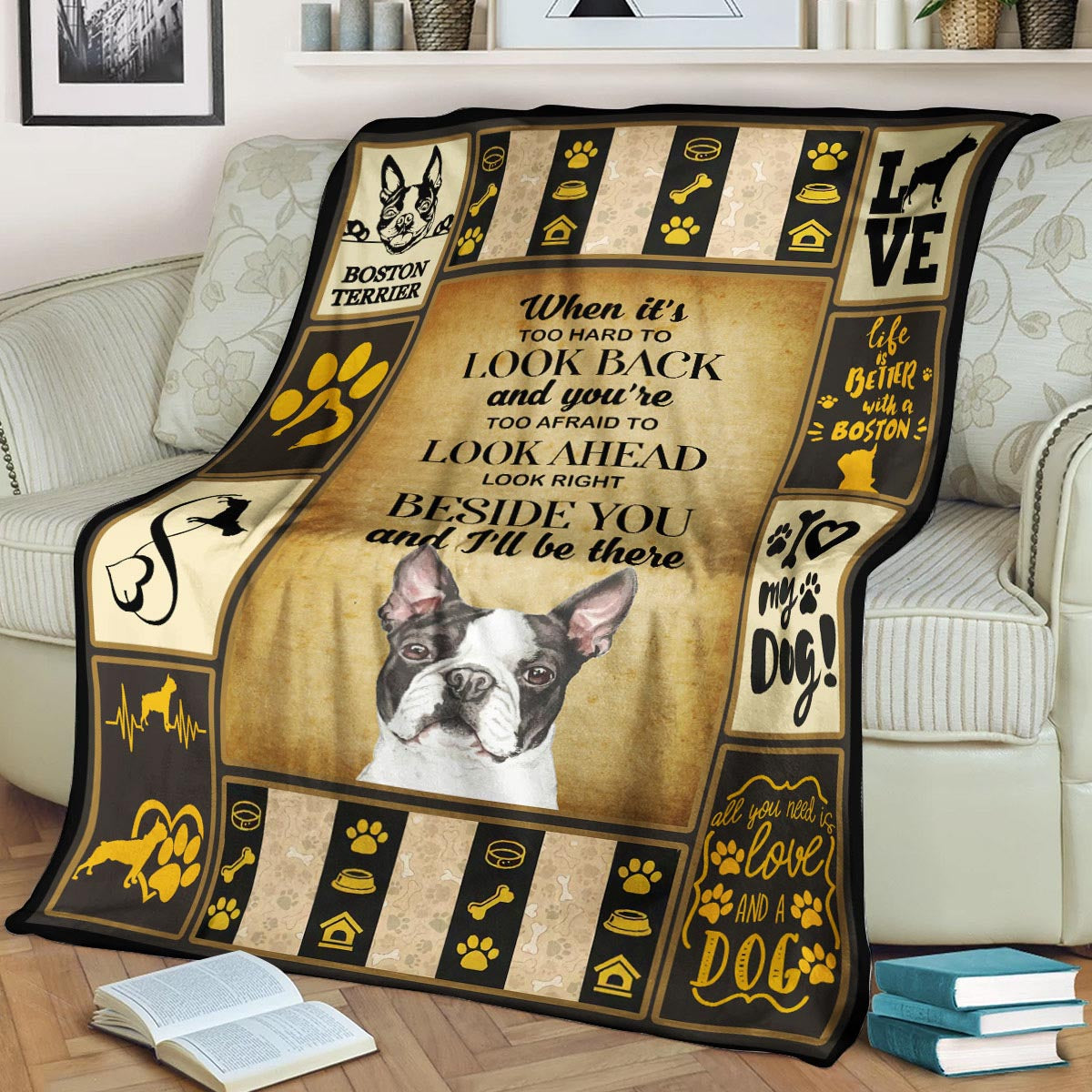 Boston Terrier Will Be There CLA1910623F Sherpa Fleece Blanket
