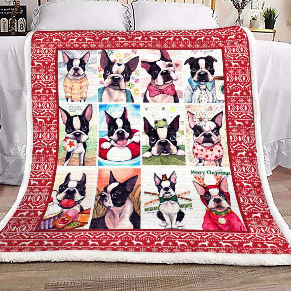 Boston Terrier YH25101112F Sherpa Fleece Blanket