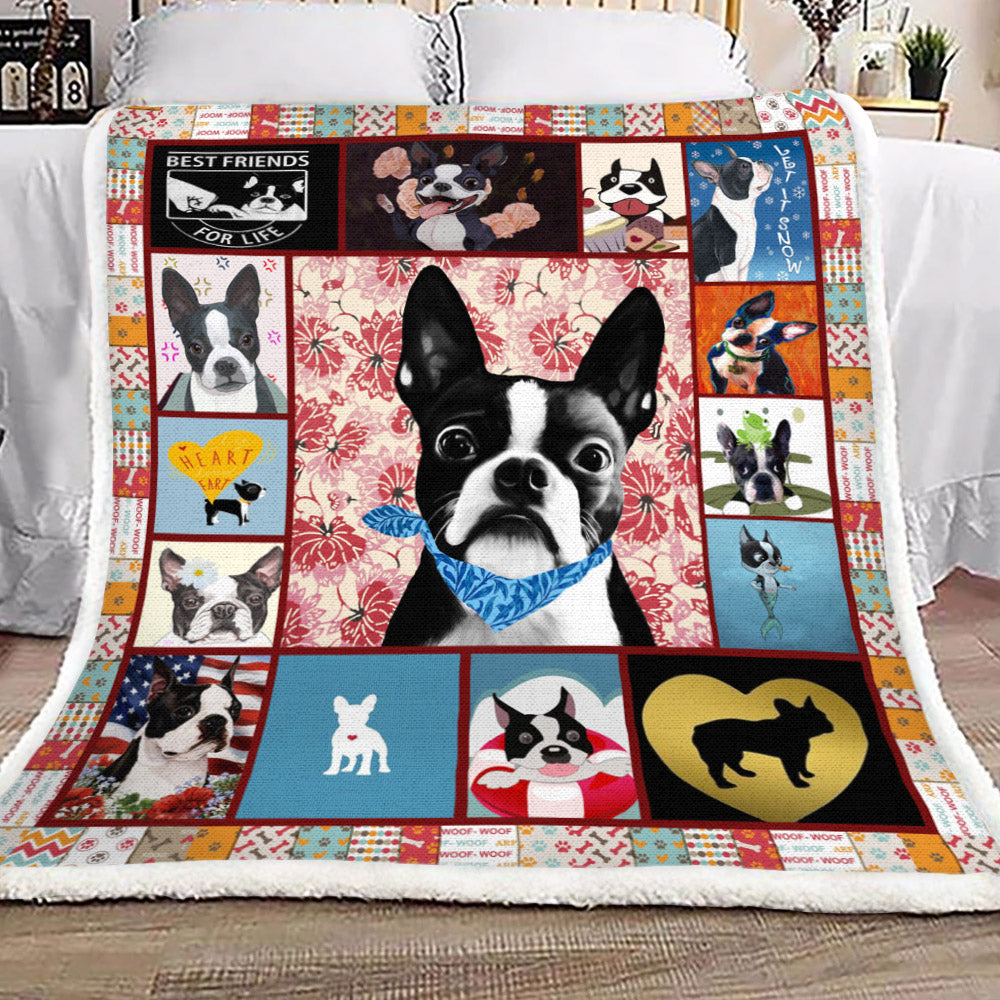 Boston Terrier YH3010553F Sherpa Fleece Blanket