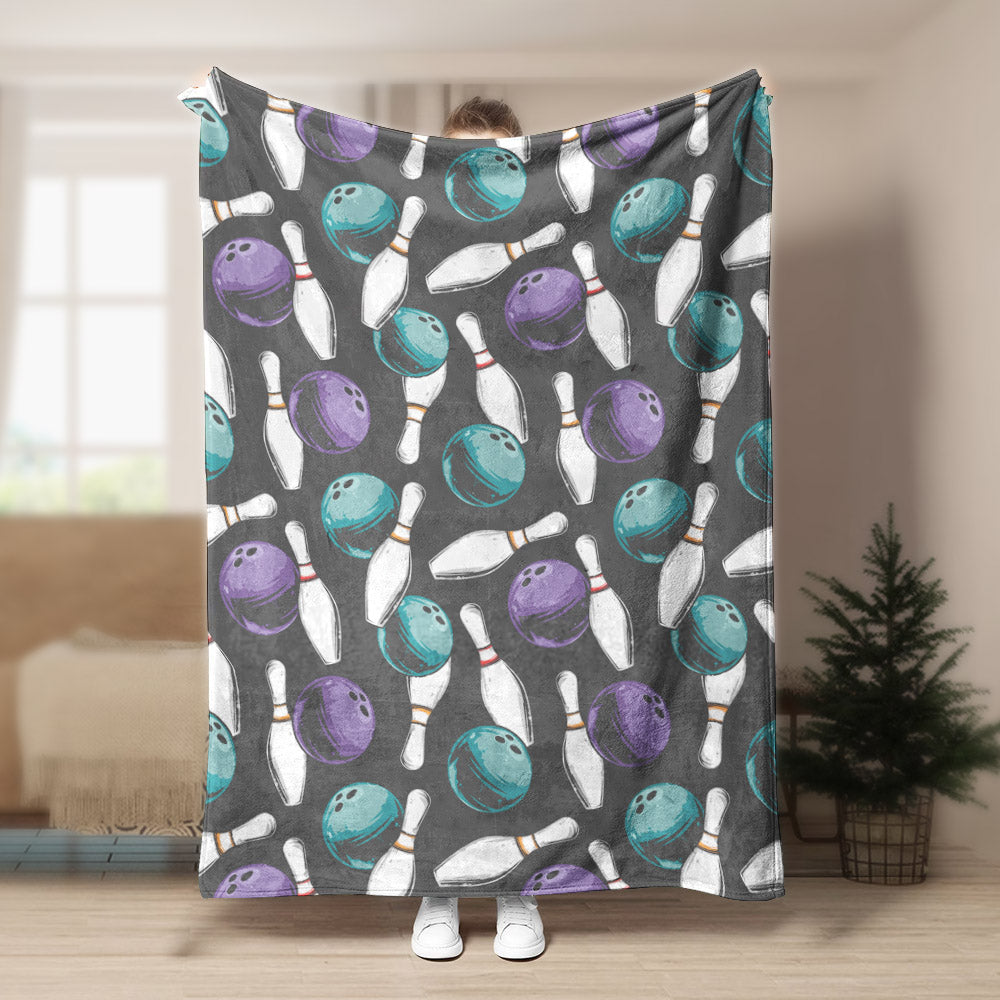 Bowling Pattern CLA15100355F Sherpa Fleece Blanket