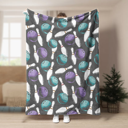 Bowling Pattern CLA15100355F Sherpa Fleece Blanket