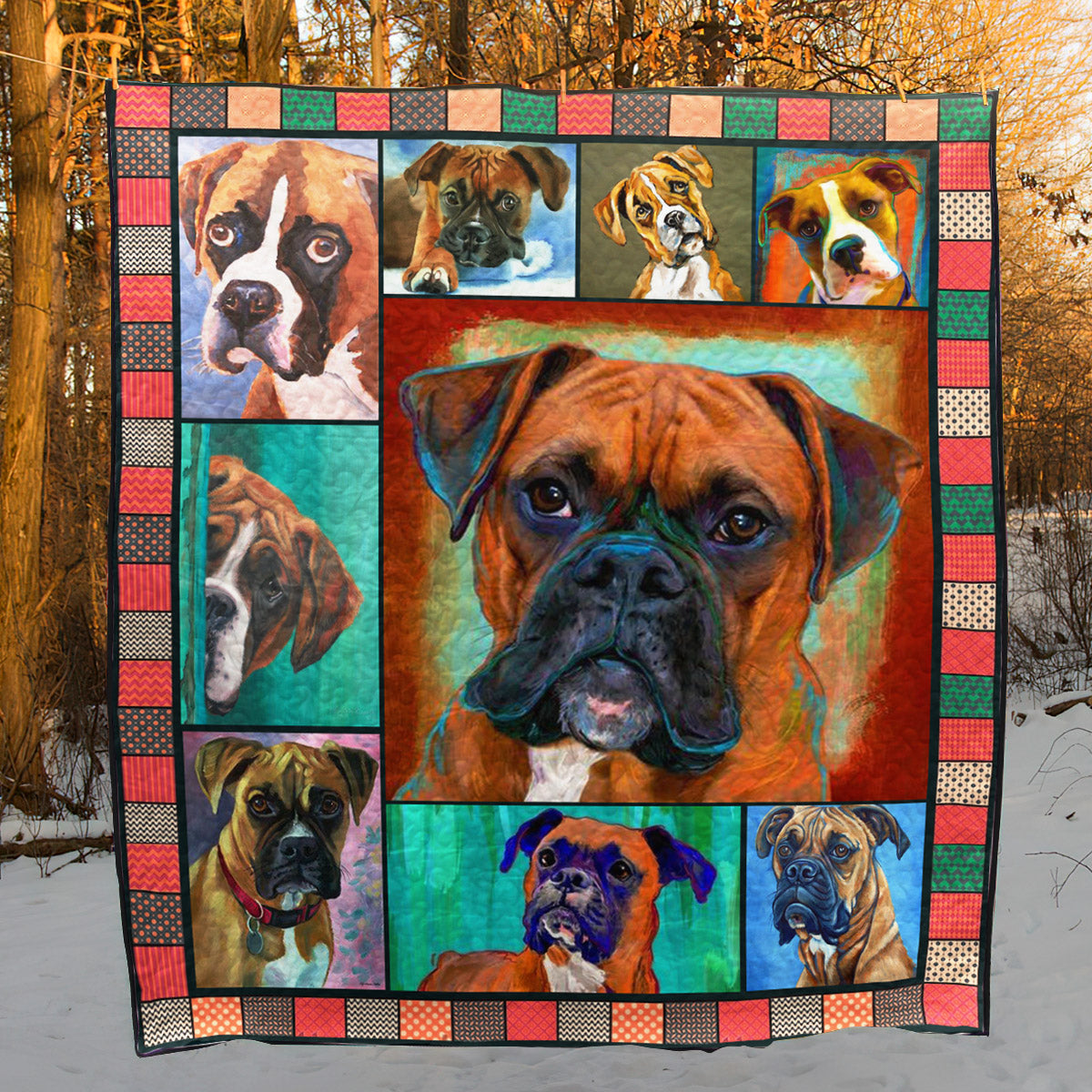 Boxer Dog CL28100155MDQ Quilt Blanket