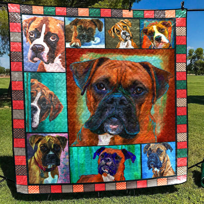 Boxer Dog CL28100155MDQ Quilt Blanket