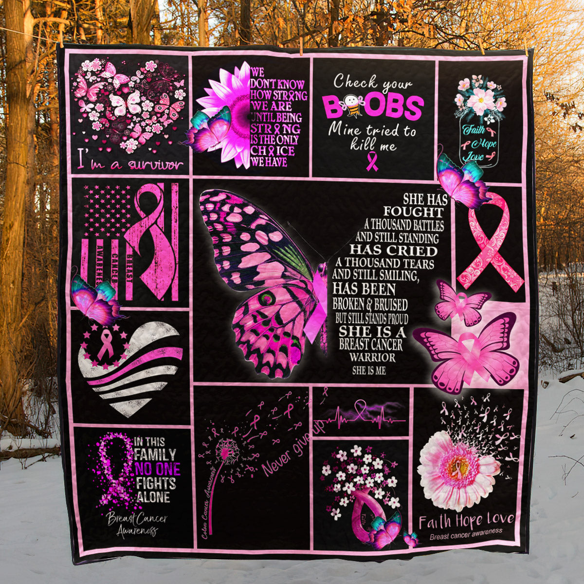 Breast Cancer Survivor TD21110800 Quilt Blanket