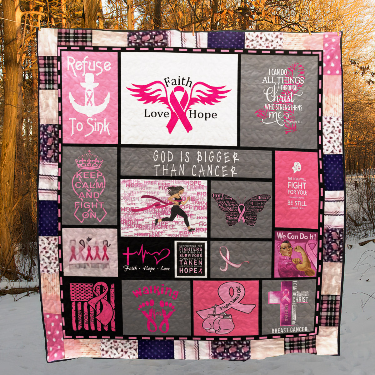 Breast Cancer Warrior CLH2310013Q Quilt Blanket