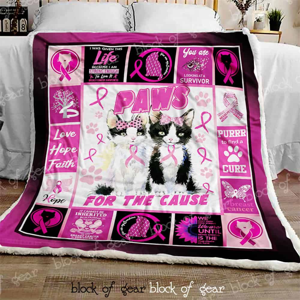 Breast Cancer And Cat CL300960MDF Sherpa Fleece Blanket
