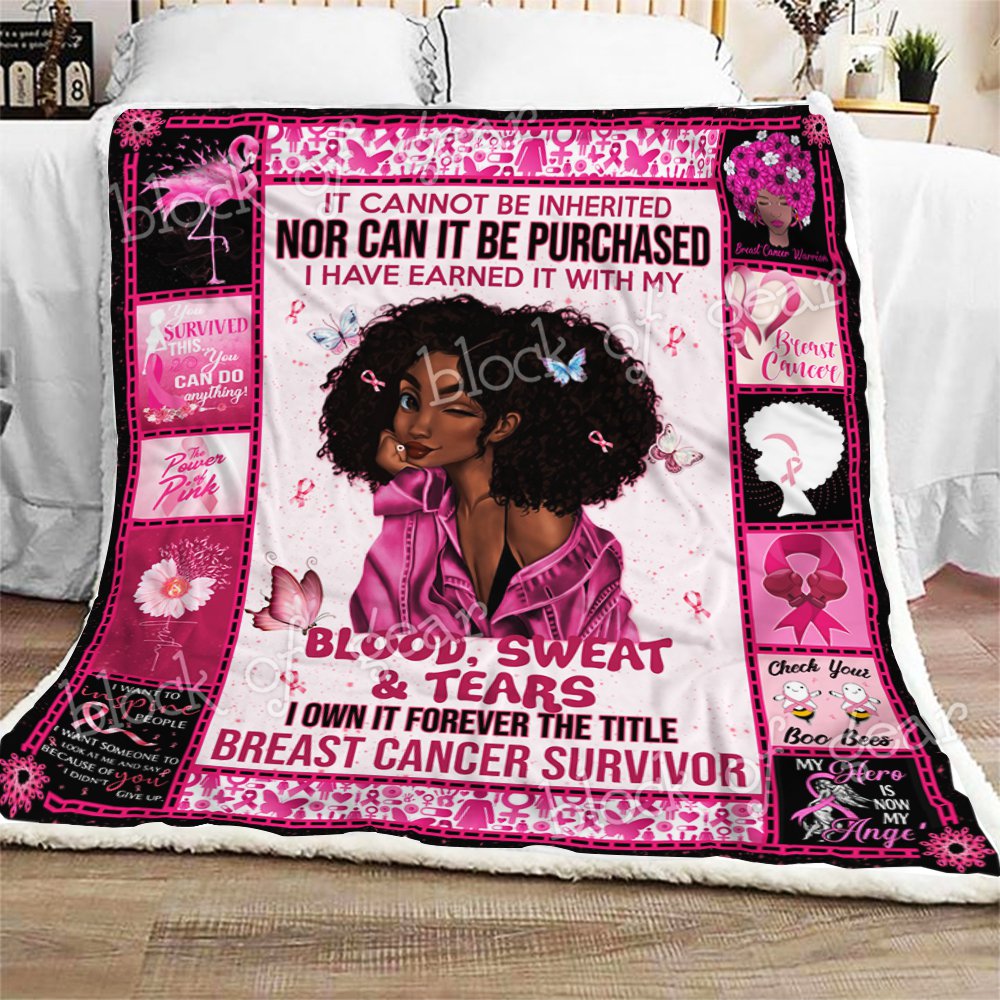 Breast Cancer Survivor Black Woman CL270966MDF Sherpa Fleece Blanket