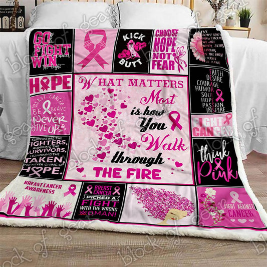 Breast Cancer Warrior CL0210039MDF Sherpa Fleece Blanket
