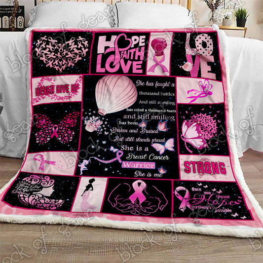 Breast Cancer Warrior CL270967MDF Sherpa Fleece Blanket