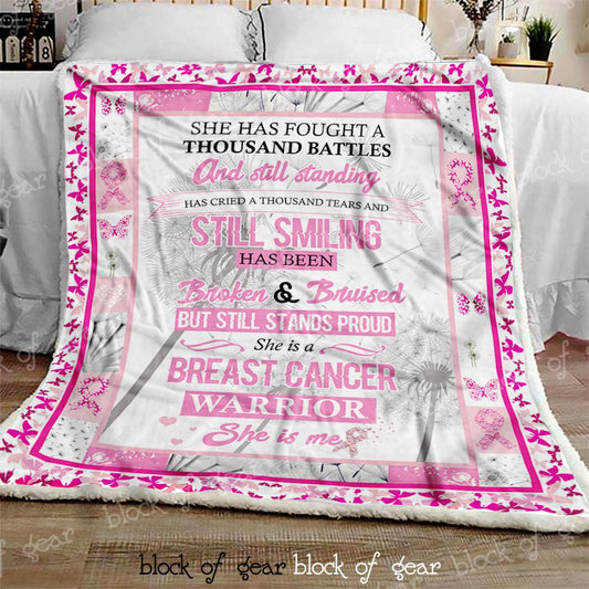 Breast Cancer Warrior CL300963MDF Sherpa Fleece Blanket