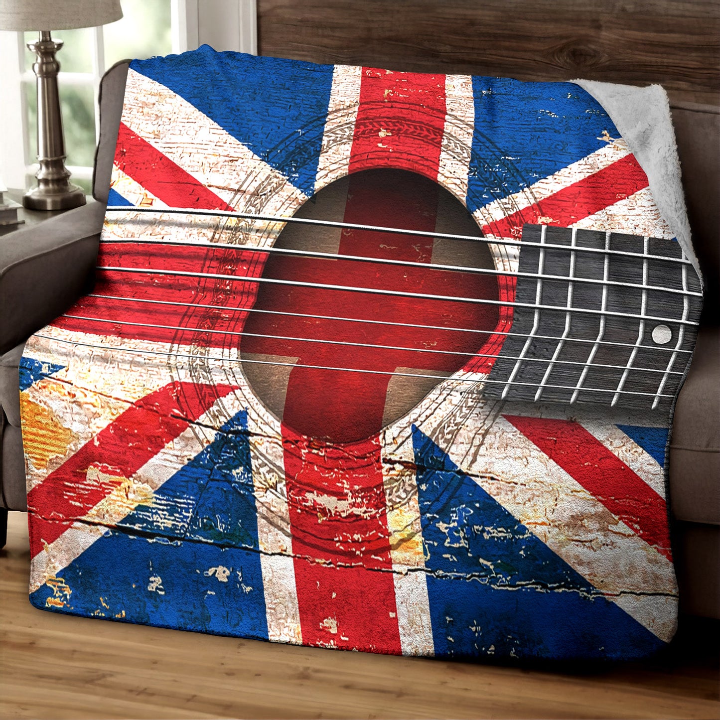 British Flag Guitar TN230815TT Sherpa Fleece Blanket