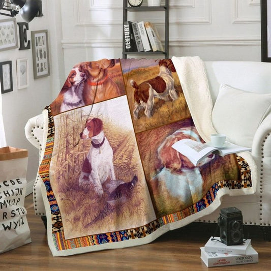 Brittany Dog CL02110110MDF Sherpa Fleece Blanket