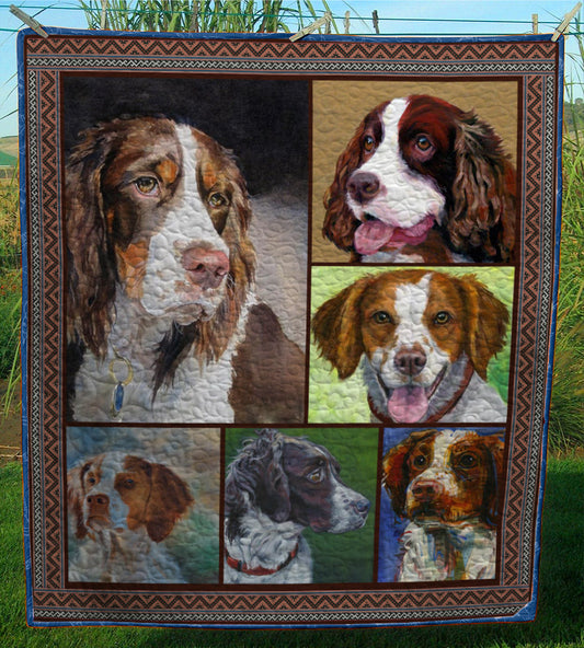 Brittany Dog CL28100161MDQ Quilt Blanket