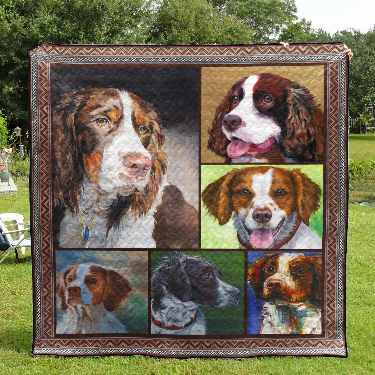 Brittany Dog CL28100161MDQ Quilt Blanket