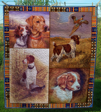 Brittany Dog CL28100162MDQ Quilt Blanket