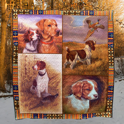 Brittany Dog CL28100162MDQ Quilt Blanket