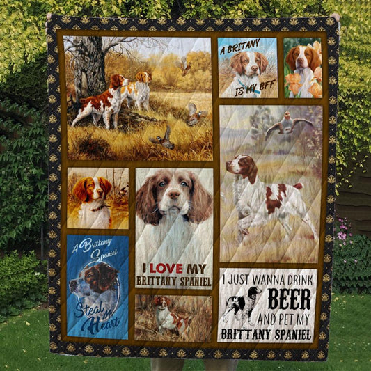 Brittany Spaniel CL10100079MDQ Quilt Blanket