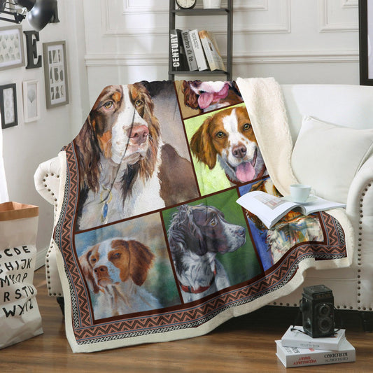 Brittany Dog CL02110109MDF Sherpa Fleece Blanket