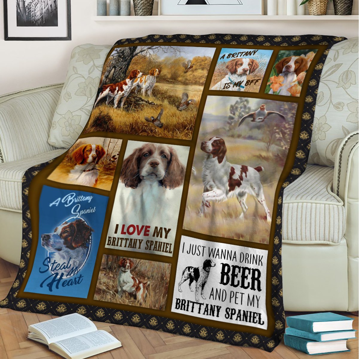 Brittany Spaniel CL10100078MDF Sherpa Fleece Blanket
