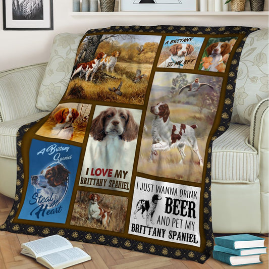 Brittany Spaniel CL10100078MDF Sherpa Fleece Blanket