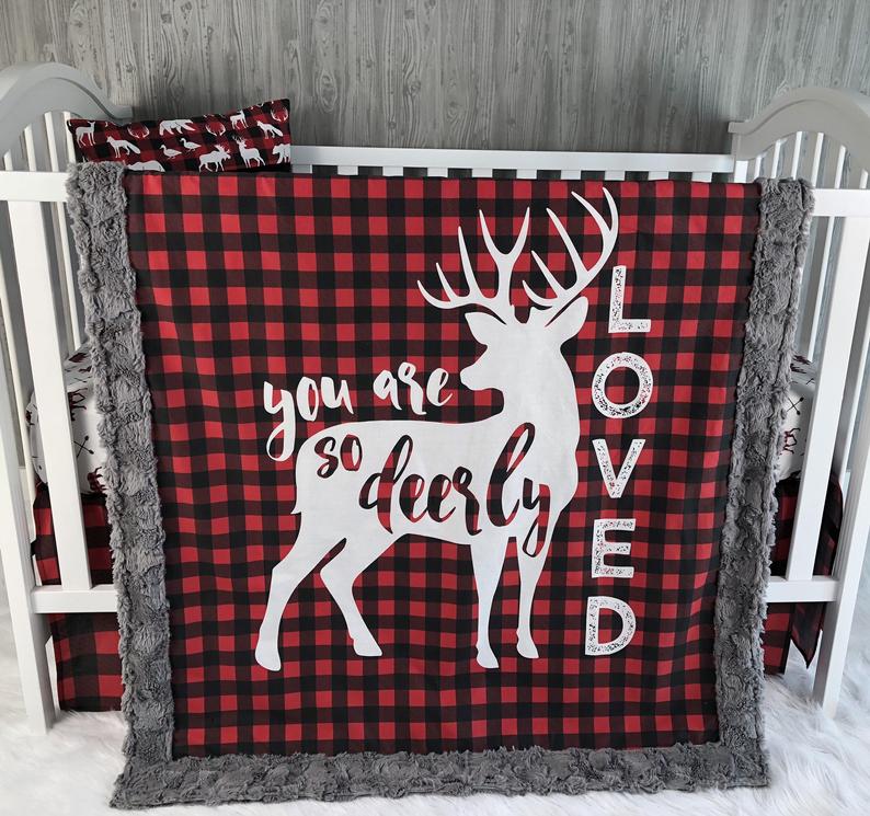 Buffalo Plaid Deer CLM1810030S Sherpa Fleece Blanket