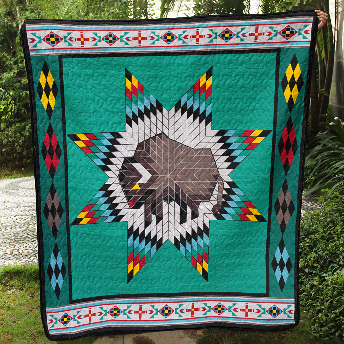 Buffalo Native American Inspired Star Art Quilt TL05082301BL