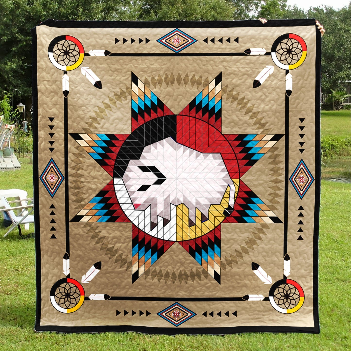Buffalo Native American Inspired Star Art Quilt TL02082301BL