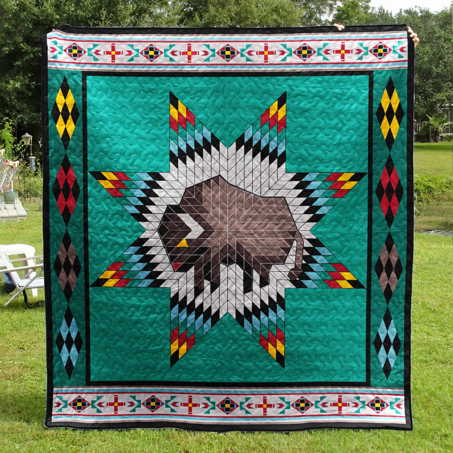 Buffalo Native American Inspired Star Art Quilt TL05082301BL
