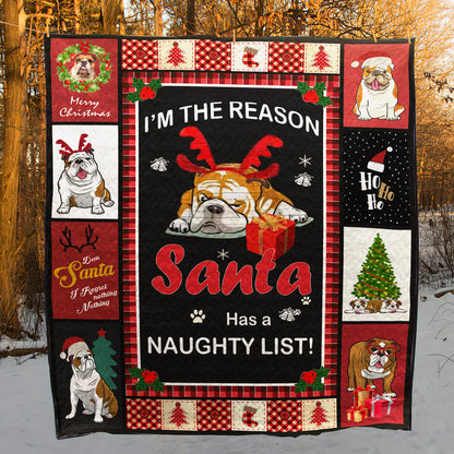 Bulldog Christmas CL15100064MDQ Quilt Blanket