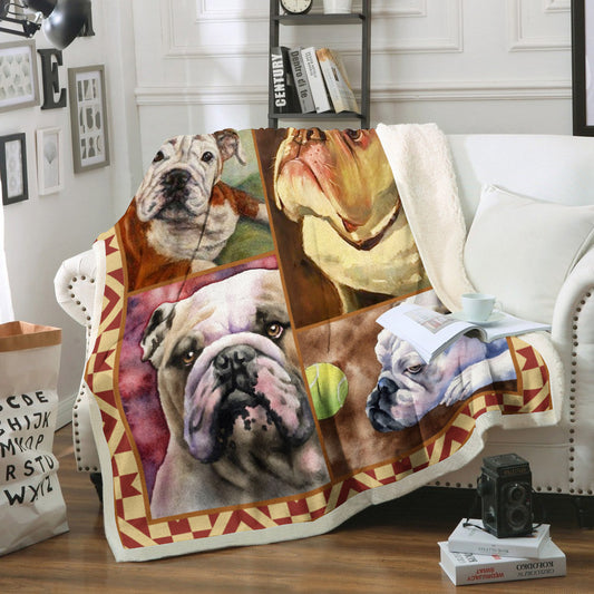 Bulldog Dog CL02110122MDF Sherpa Fleece Blanket