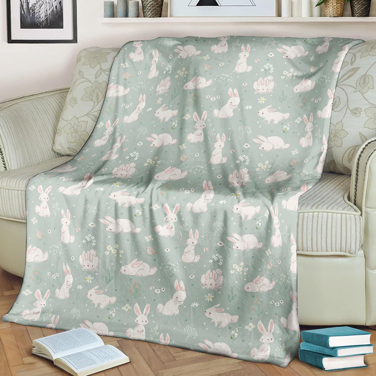 Bunny Pattern CLA15100425F Sherpa Fleece Blanket