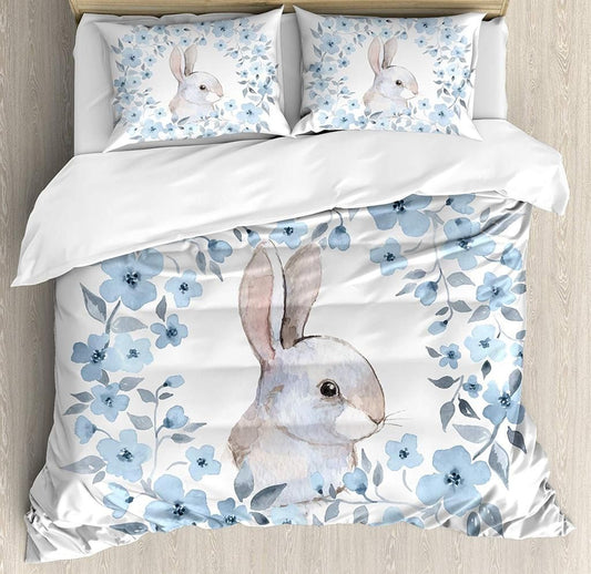 Bunny Rabbit Portrait In Floral CLP1910030TT Bedding Sets