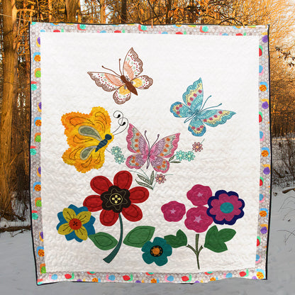 Butterfly And Flower CLA1710086Q Quilt Blanket