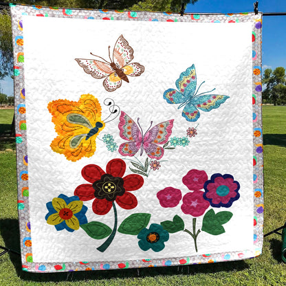 Butterfly And Flower CLA1710086Q Quilt Blanket