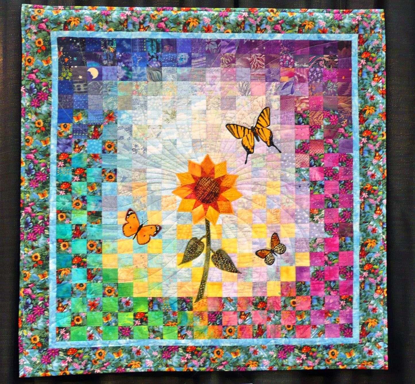 Butterfly And Sunflower CLA0212605Q Quilt Blanket