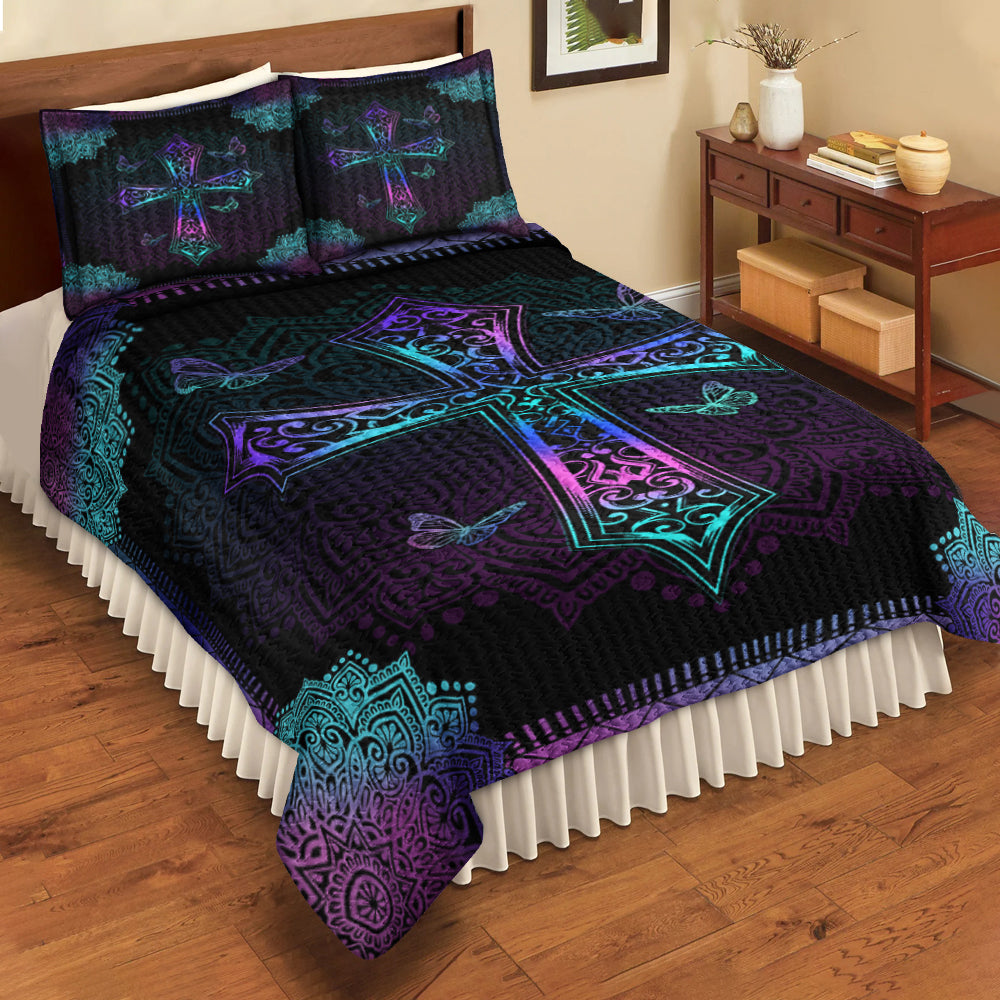 Butterfly Bohemian Cross Quilt Bedding Set HN010601MBS