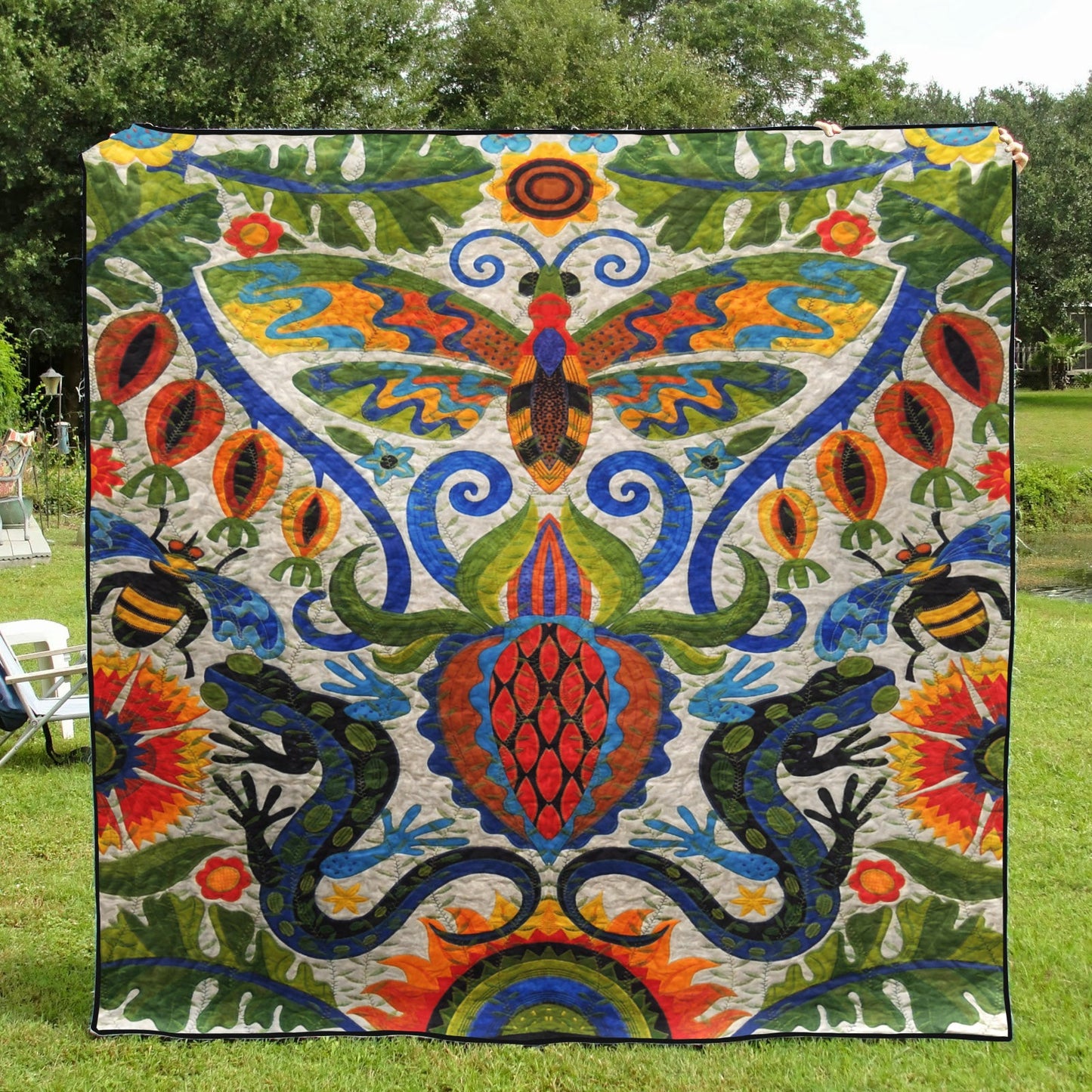 Butterfly Chameleon Bee CLA1010161Q Quilt Blanket