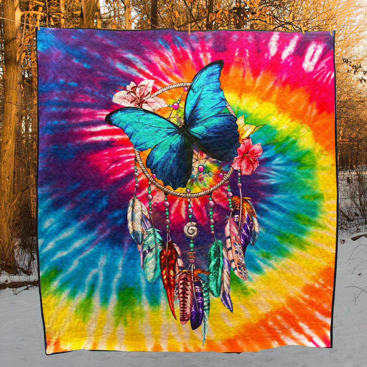 Butterfly Dreamcatcher Tie Dye CL07110034MDQ Quilt Blanket