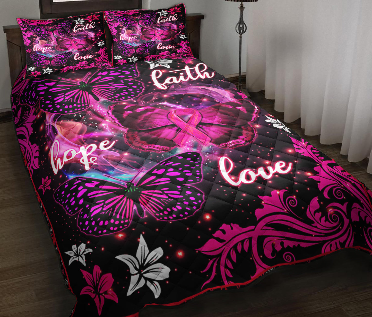 Butterfly Faith Hope Love Quilt Bedding Set ND240903