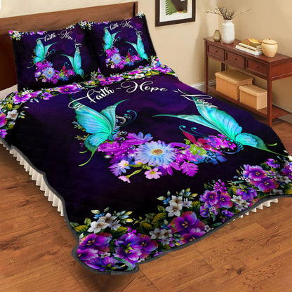 Butterfly Floral Quilt Bedding Set HT240919