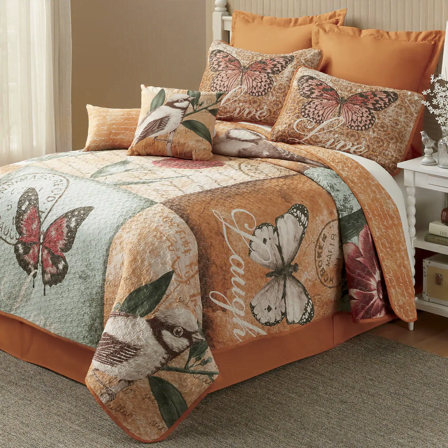 Butterfly Live Love Laugh CLM2210038B Quilt Bedding Set