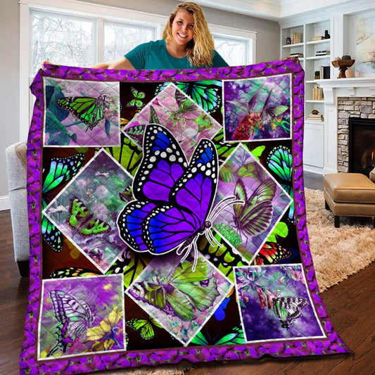 Butterfly Purple Quilt Blanket TM021111