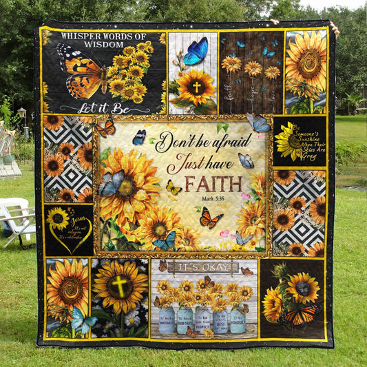 Butterfly Sunflower Quilt Blanket MT300601D